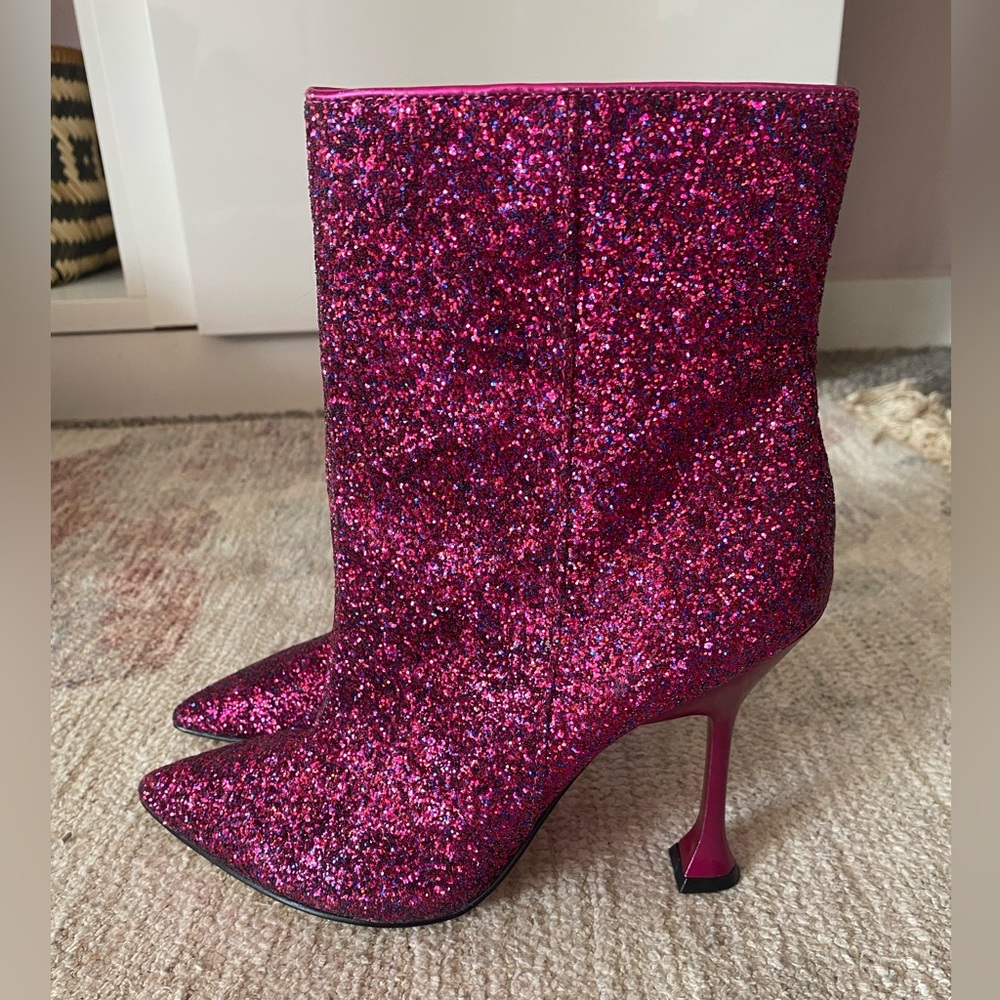 Marc Fisher Stolla Pink Glitter Stiletto Booties
